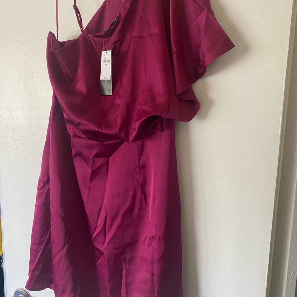 Banana Republic one shoulder wine colored dress